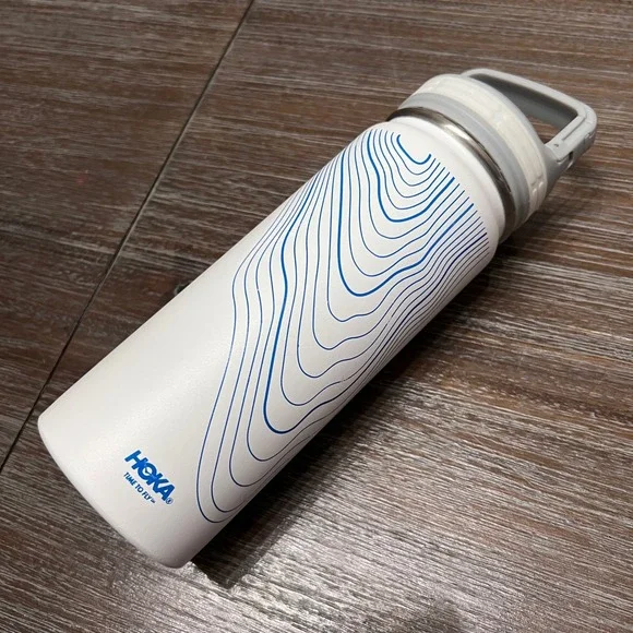 Hoka White Blue Topographic Contour‎ Insulated Water Bottle 16 oz - Picture 3 of 7